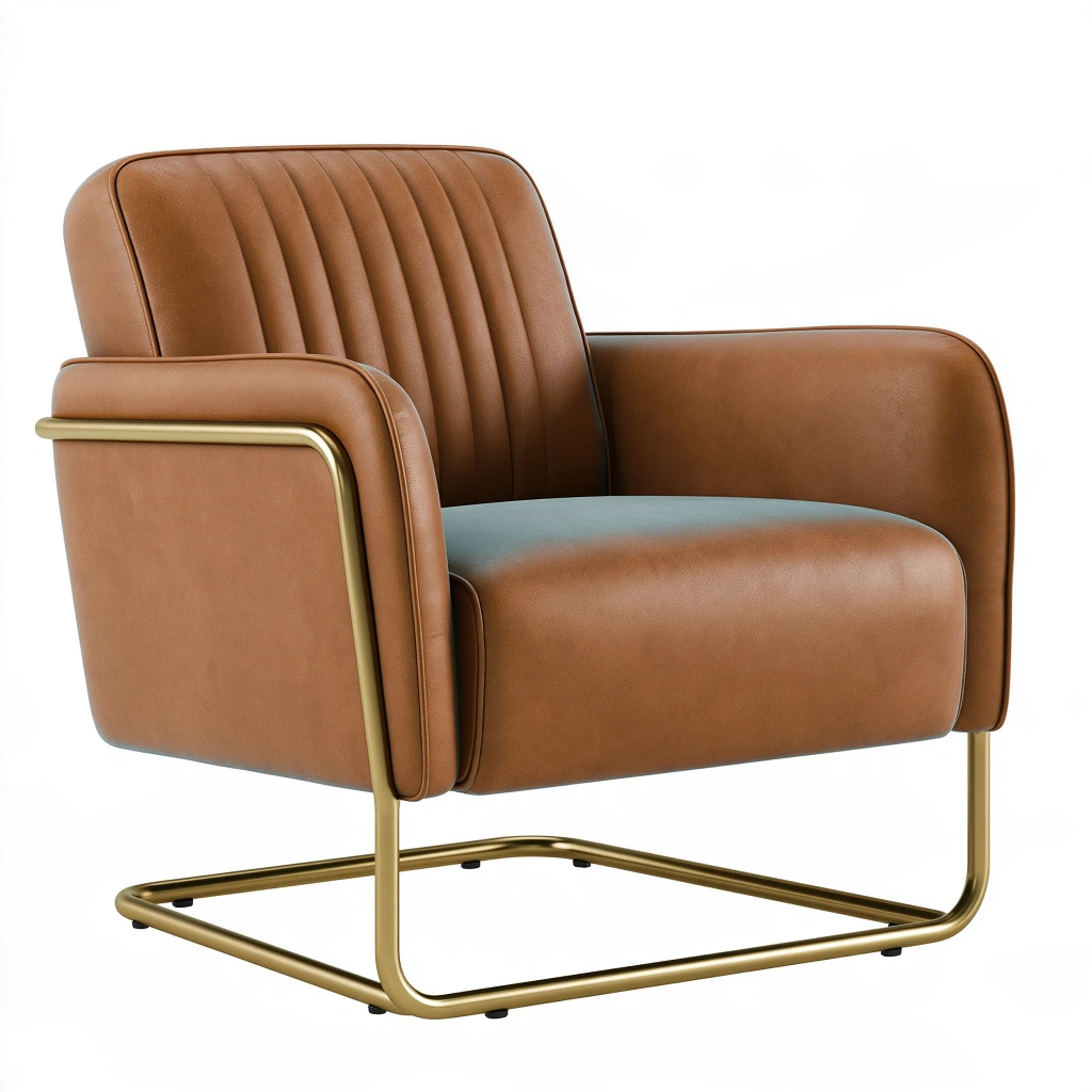 Fauteuil 78 x 82 x 78 cm en similicuir marron style contemporain