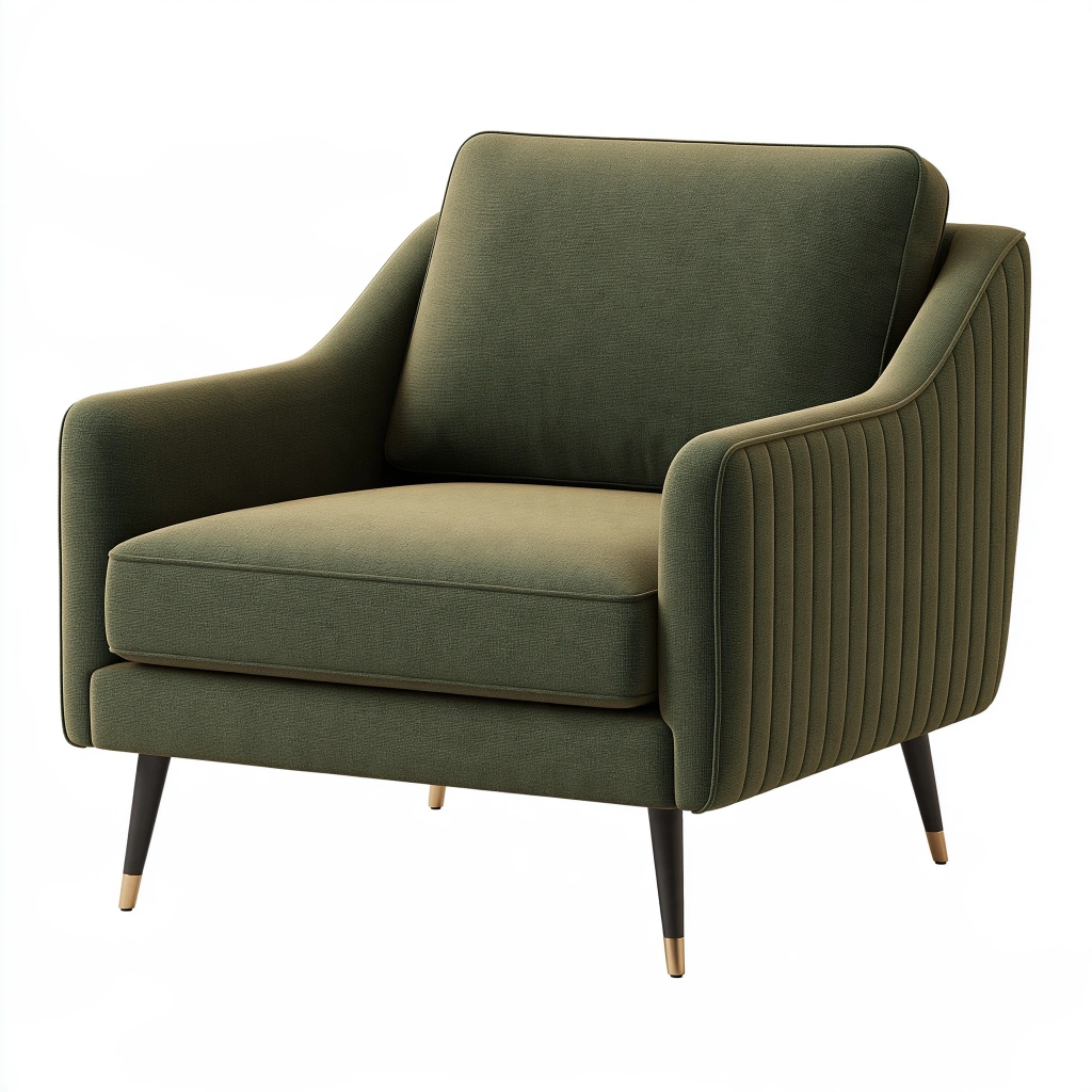 Fauteuil 82 x 85 x 88 cm en tissu vert olive style contemporain