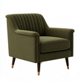 Fauteuil 75 x 82 x 85 cm en tissu vert olive style vintage avec dossier côtelé