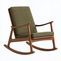 Fauteuil à bascule 68 x 90 x 98 cm en bois brun et textile vert olive - Style scandinave