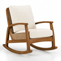 Fauteuil à bascule 100 x 70 x 98 cm en bois brun et tissu écru style naturel