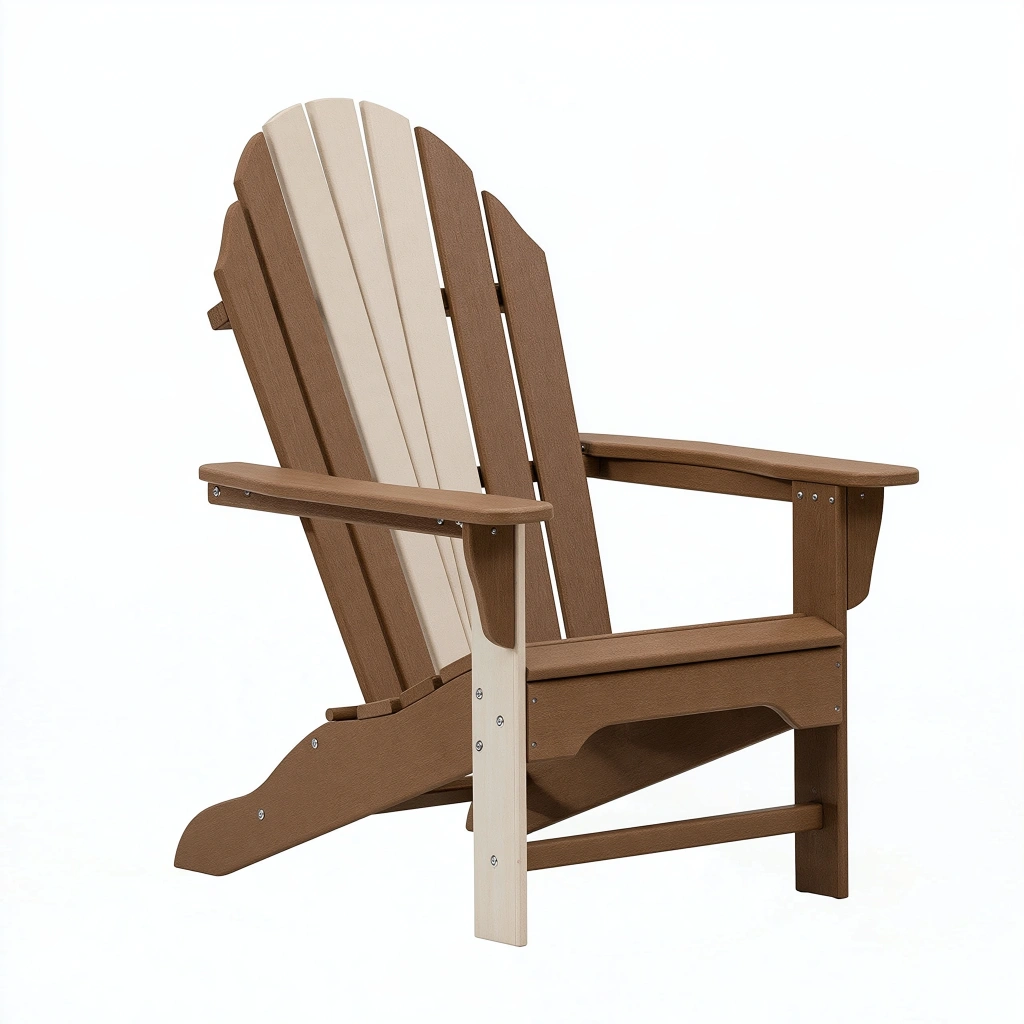 Fauteuil de jardin Adirondack 83 x 75 x 98 cm en polyéthylène marron et beige à dossier incliné