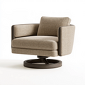 Fauteuil pivotant 85 x 85 x 82 cm en tissu beige avec base métallique style contemporain