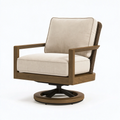 Fauteuil pivotant 78 x 82 x 90 cm bois brun tissu beige style contemporain