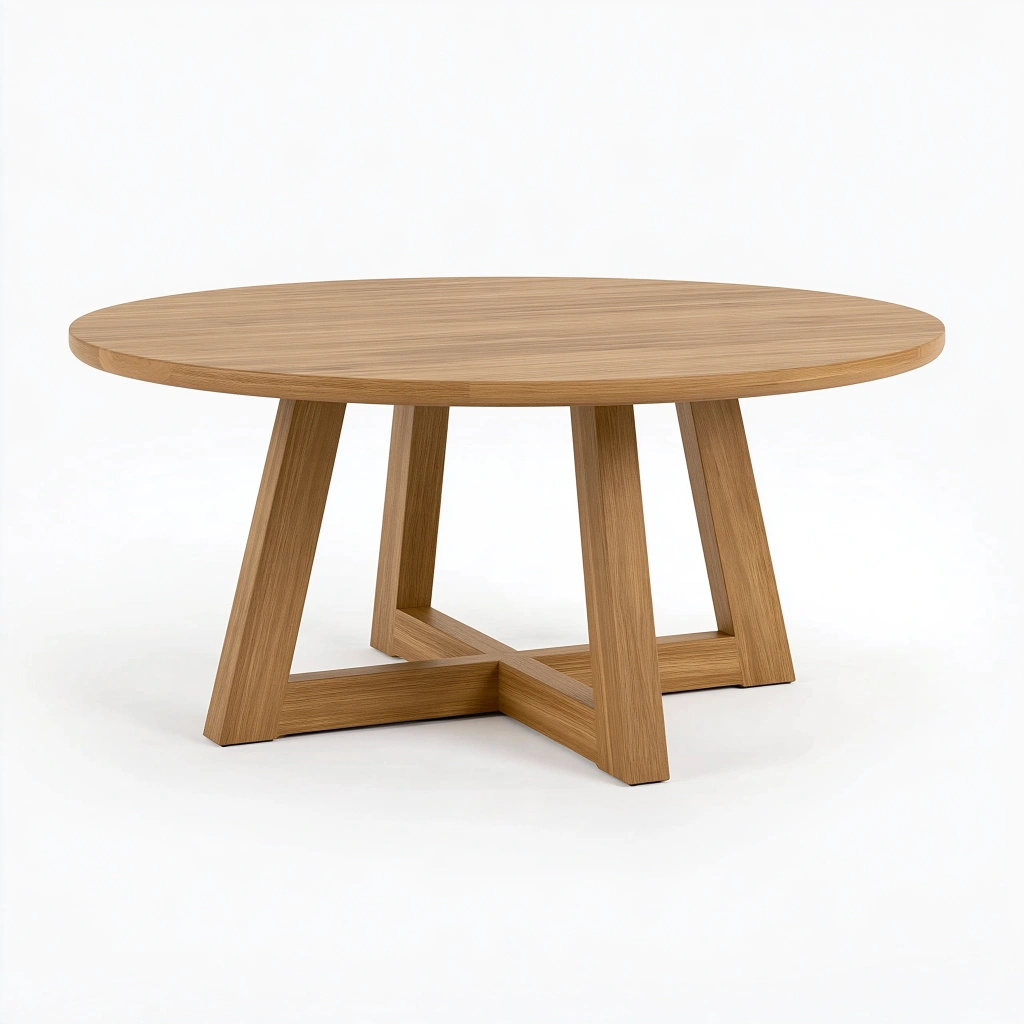 Table à manger ronde 120 cm en bois marron style contemporain