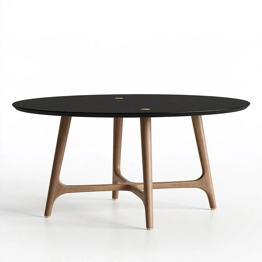 Table à manger ovale 200 x 100 x 75 cm en bois noir et brun style contemporain