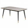 Table de salle à manger 160 x 90 cm effet béton gris pieds métal noir style moderne