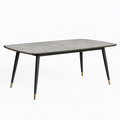 Table à manger 160 x 90 x 75 cm effet pierre gris et métal noir - style contemporain