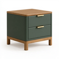 Table de chevet 50 x 40 x 55 cm en bois vert foncé à 2 tiroirs style contemporain